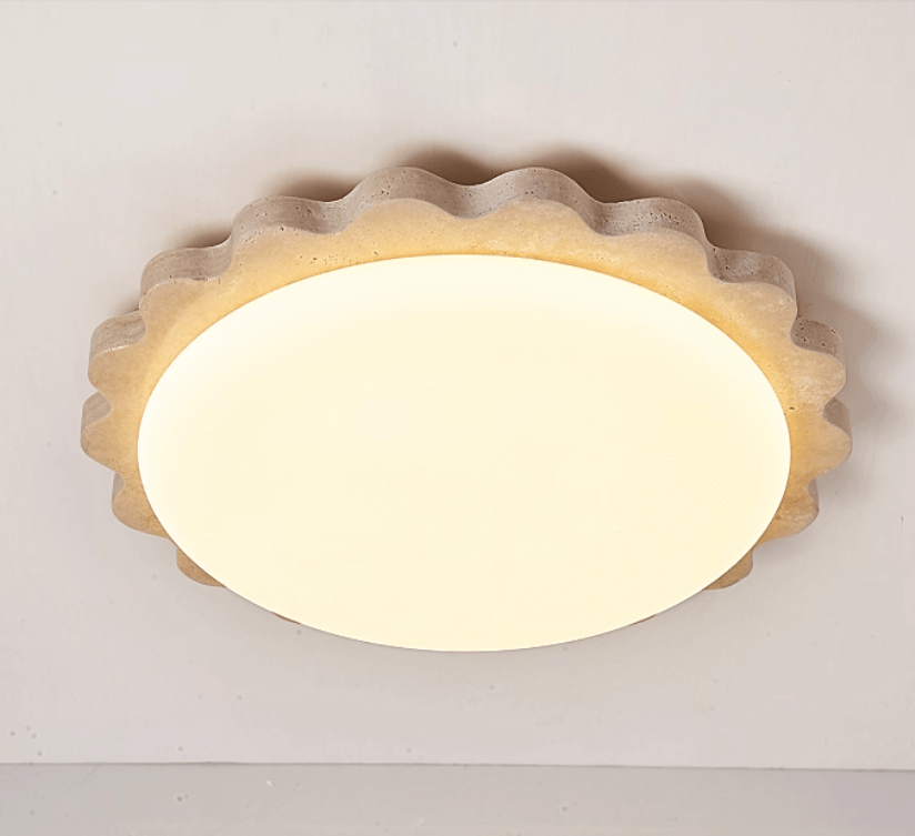 Travertine Scallop Edge Ceiling Light