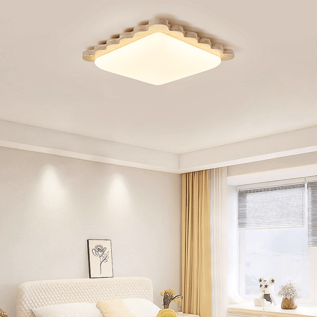 Travertine Scallop Edge Ceiling Light