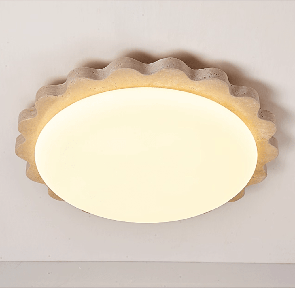 Travertine Scallop Edge Ceiling Light
