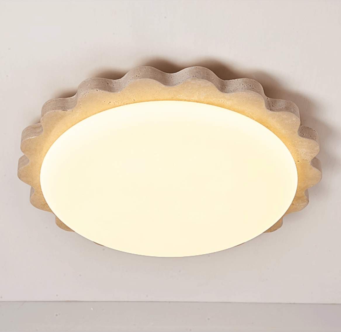 Travertine Scallop Edge Ceiling Light