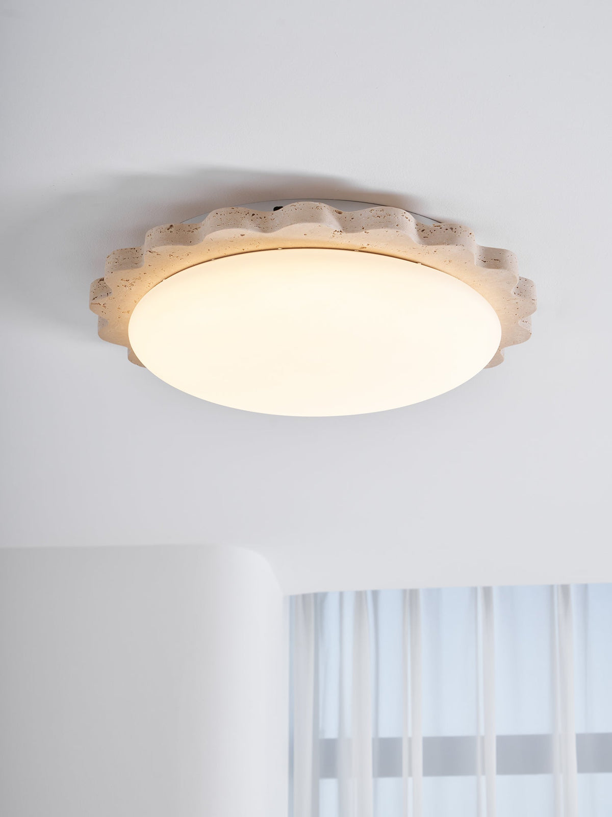 Travertine Scallop Edge Ceiling Light