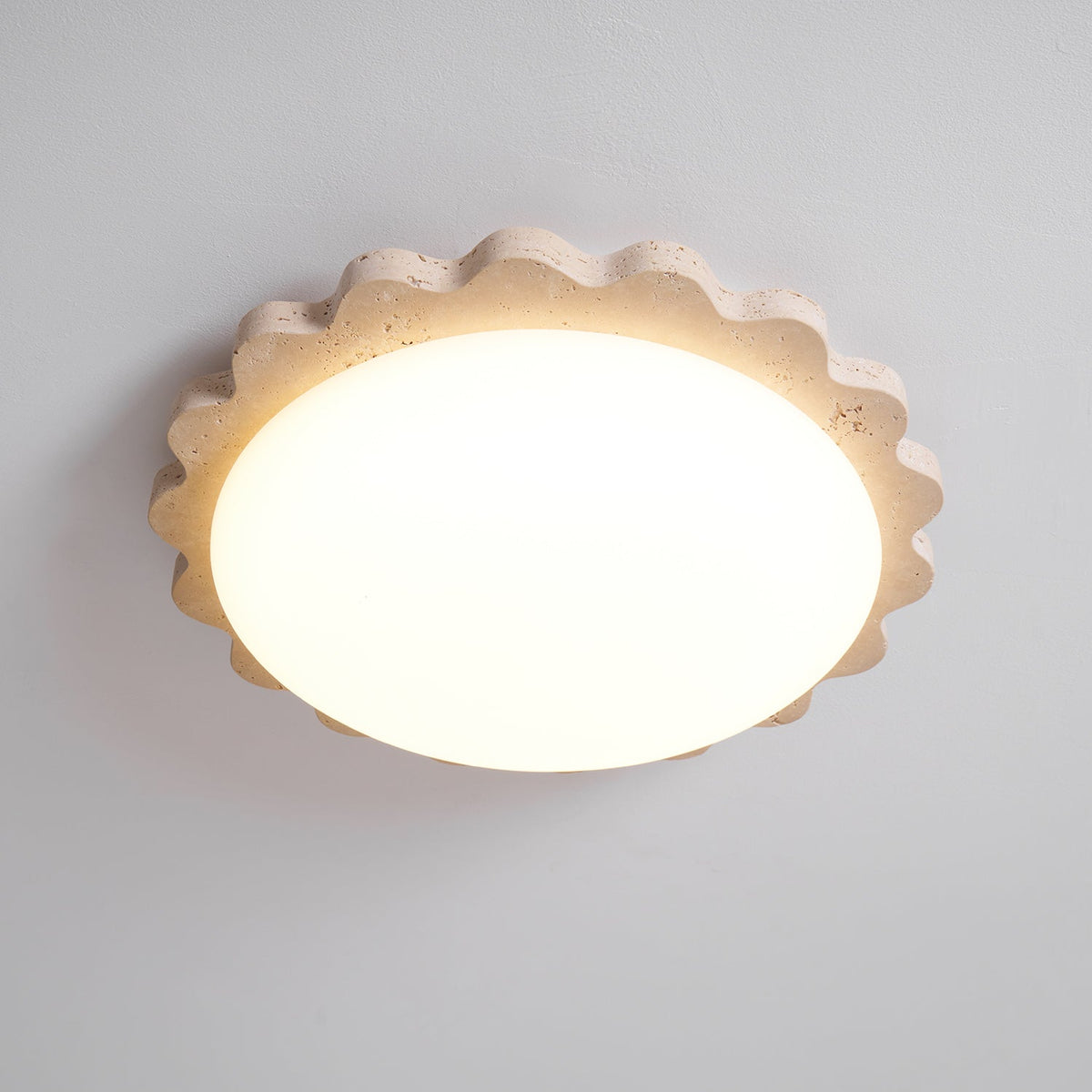 Travertine Scallop Edge Ceiling Light