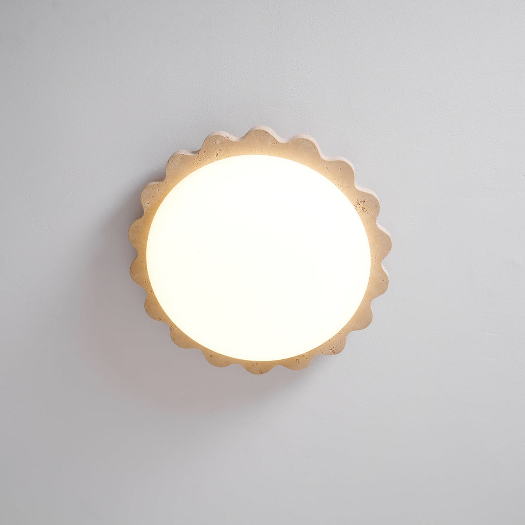 Travertine Scallop Edge Ceiling Light