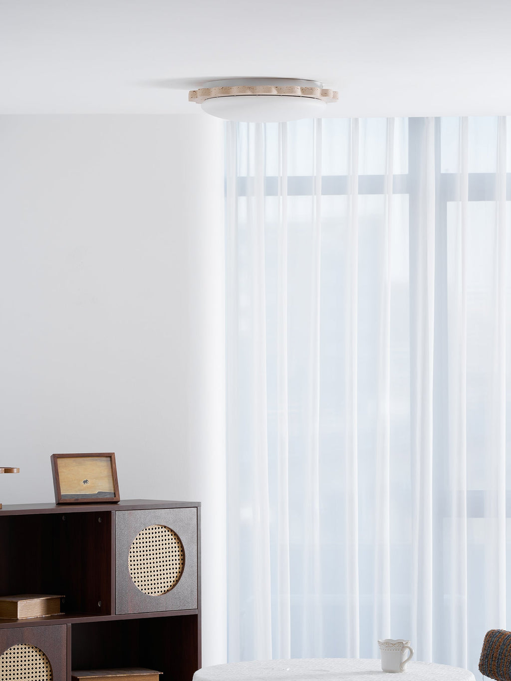 Travertine Scallop Edge Ceiling Light