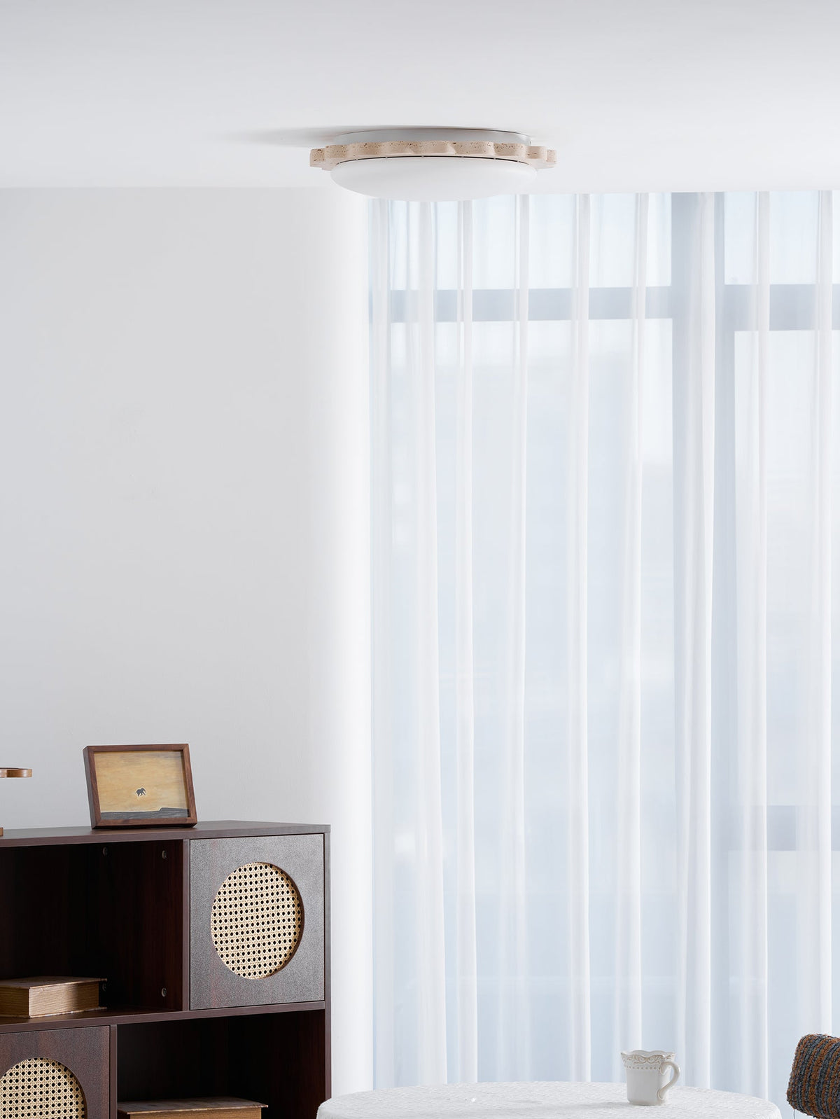 Travertine Scallop Edge Ceiling Light