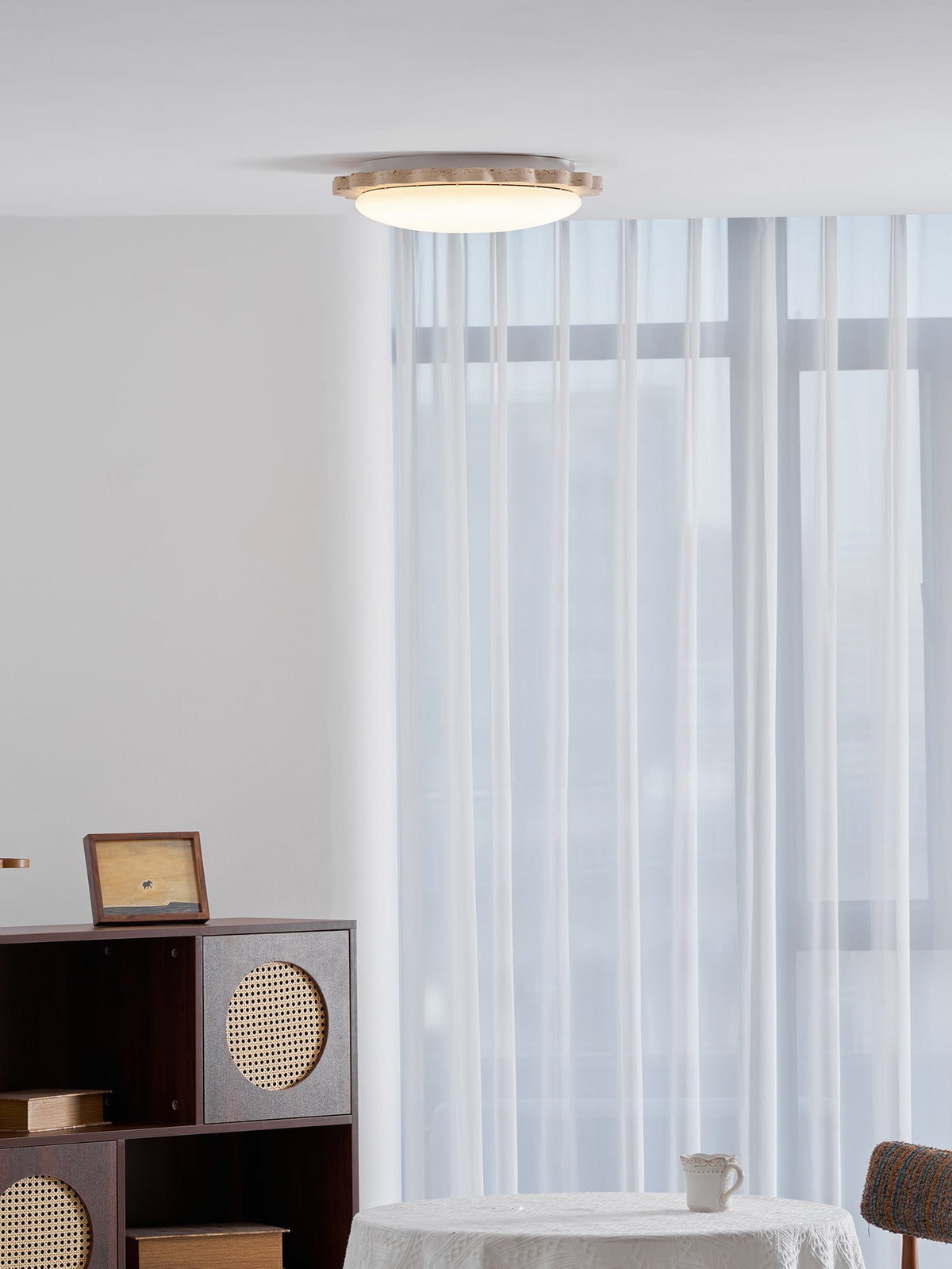 Travertine Scallop Edge Ceiling Light