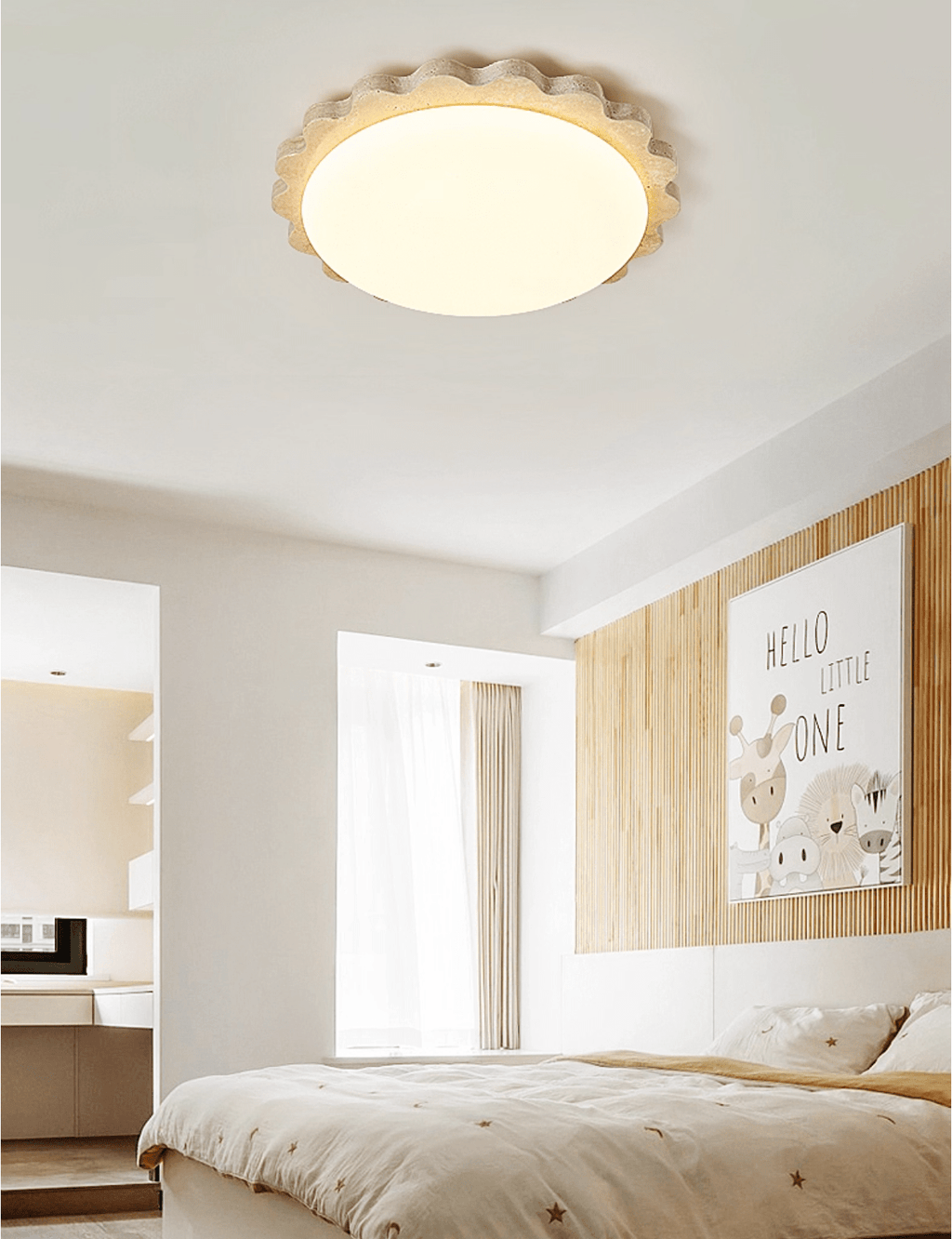 Travertine Scallop Edge Ceiling Light
