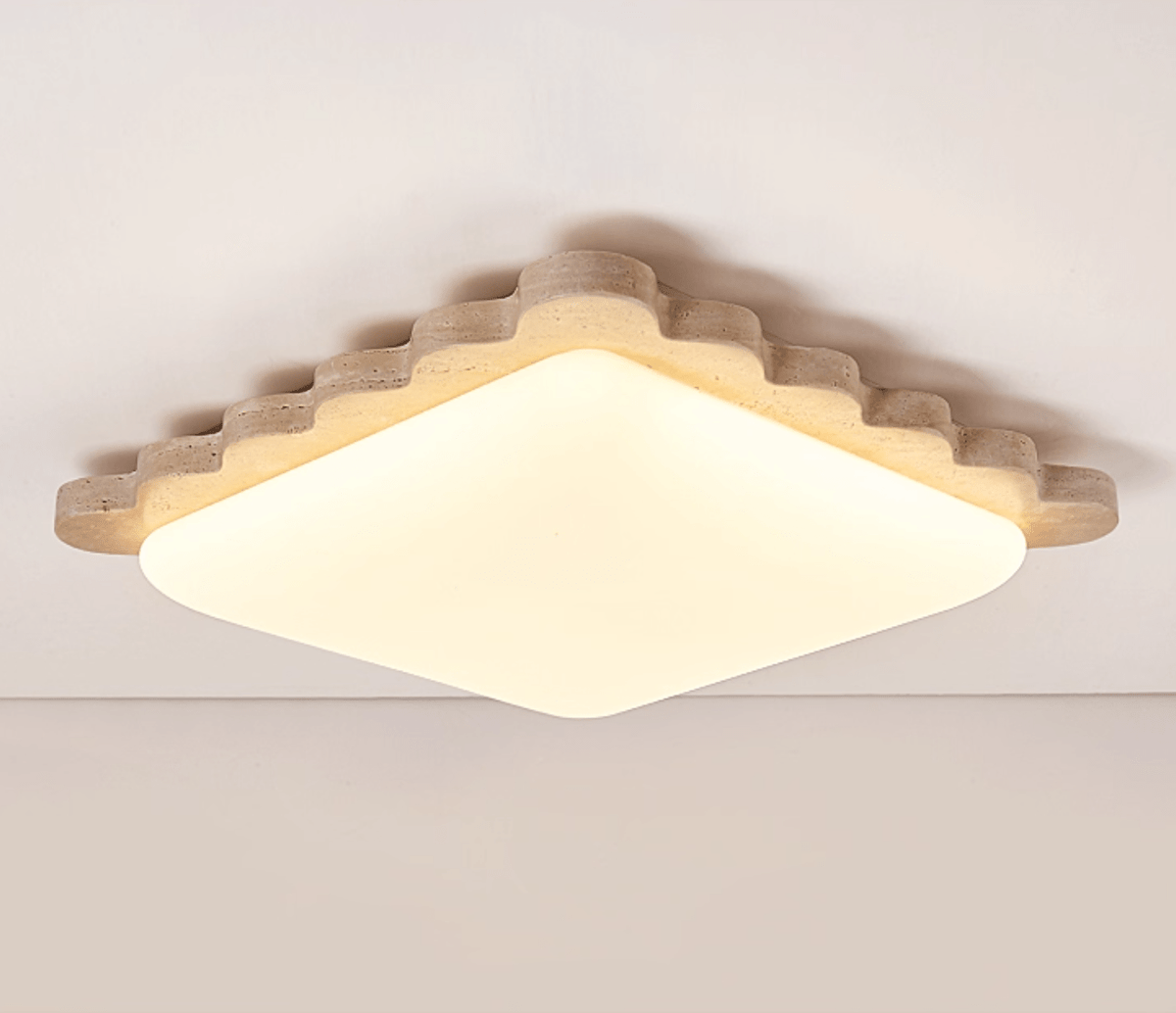 Travertine Scallop Edge Ceiling Light