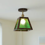 Green Patterned Glass Ceiling Light