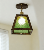 Green Patterned Glass Ceiling Light