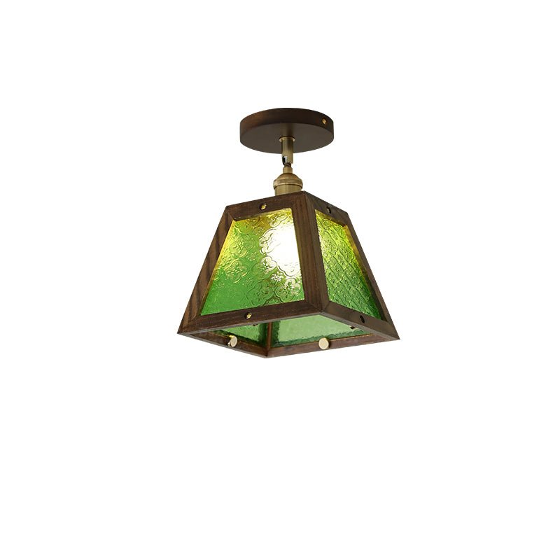Green Patterned Glass Ceiling Light