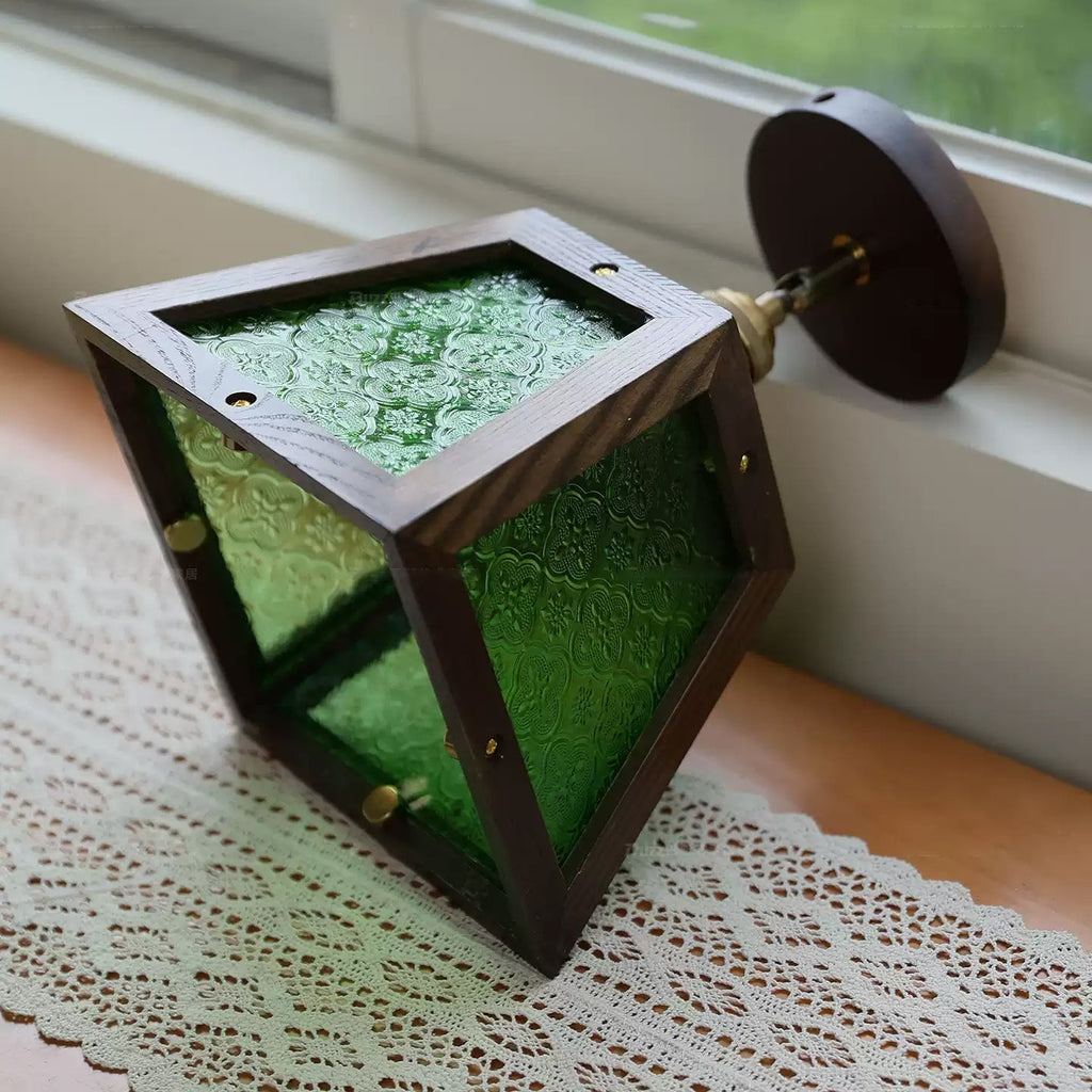 Green Patterned Glass Ceiling Light