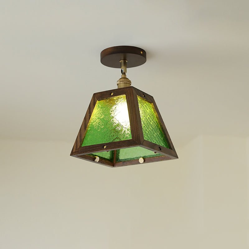 Green Patterned Glass Ceiling Light