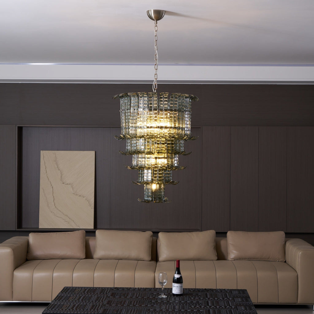 Cascade Glass Green Chandelier