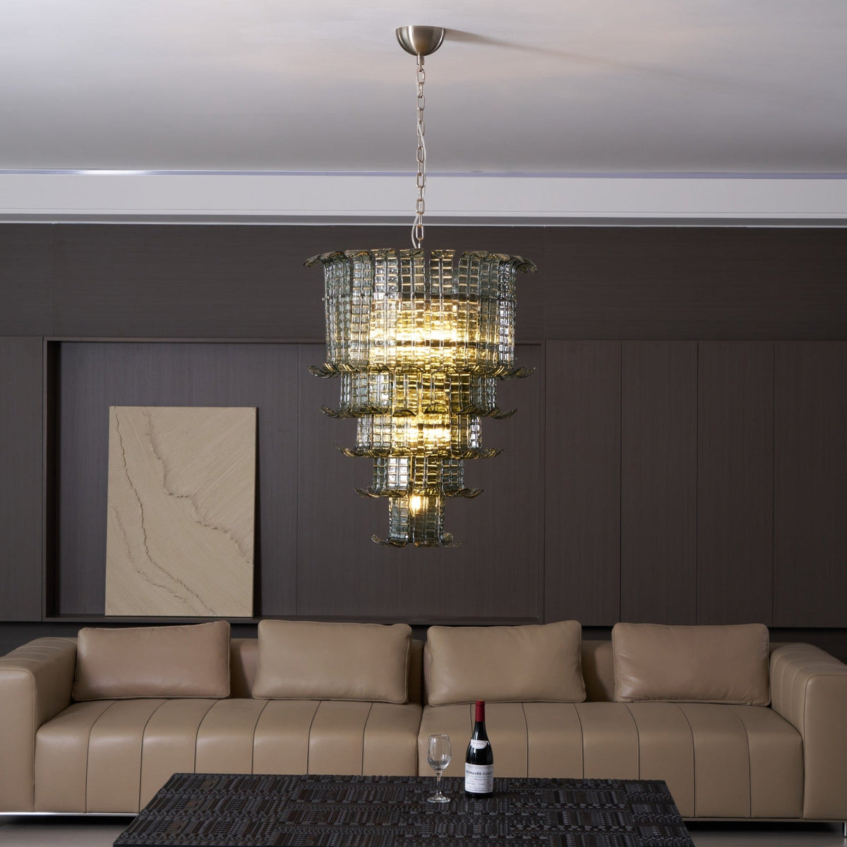Cascade Glass Green Chandelier