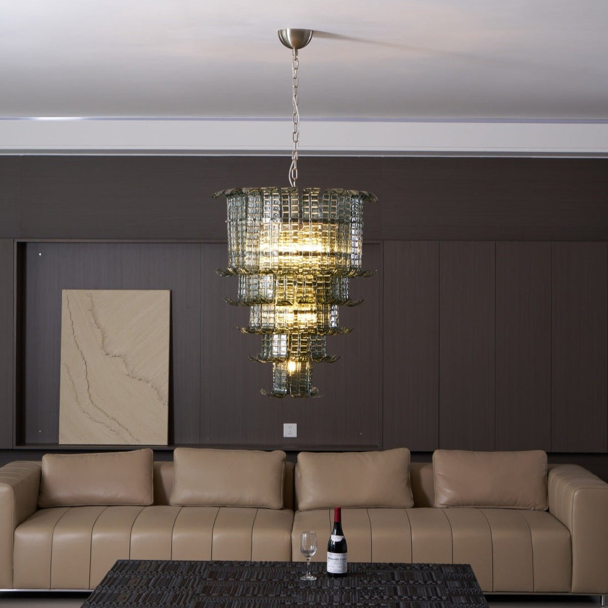 Cascade Glass Green Chandelier