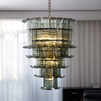 Cascade Glass Green Chandelier