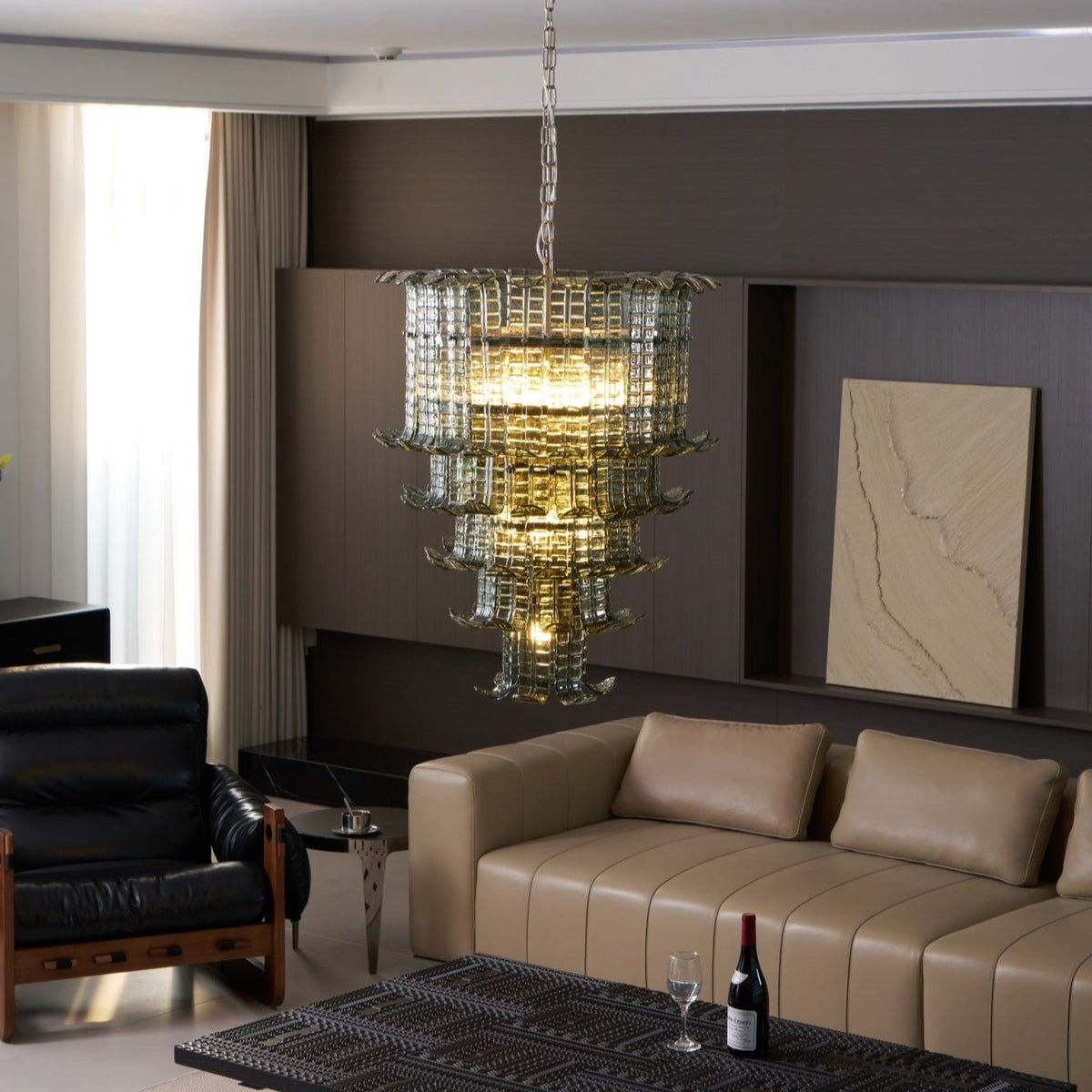 Cascade Glass Green Chandelier