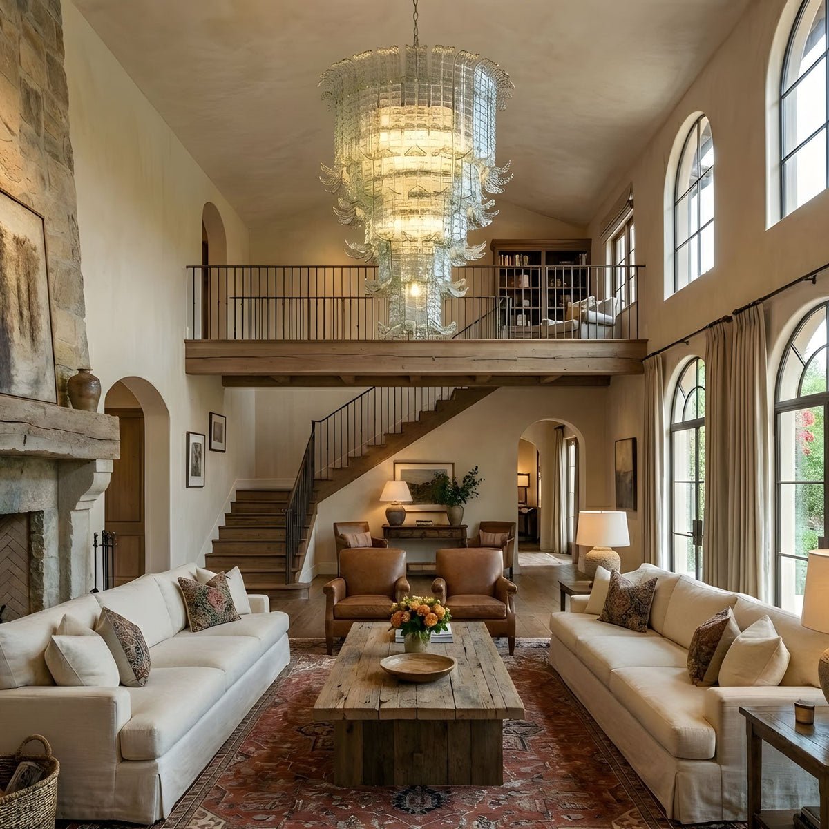 Cascade Glass Green Chandelier