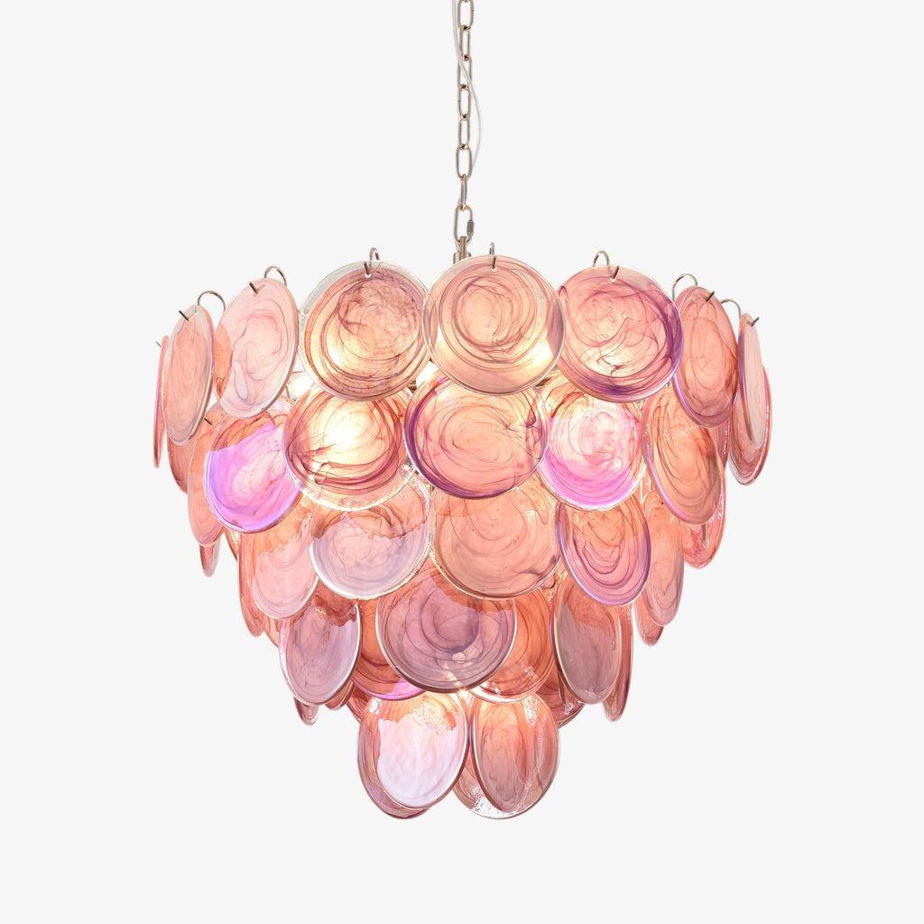 Pink Glass Disc Chandelier