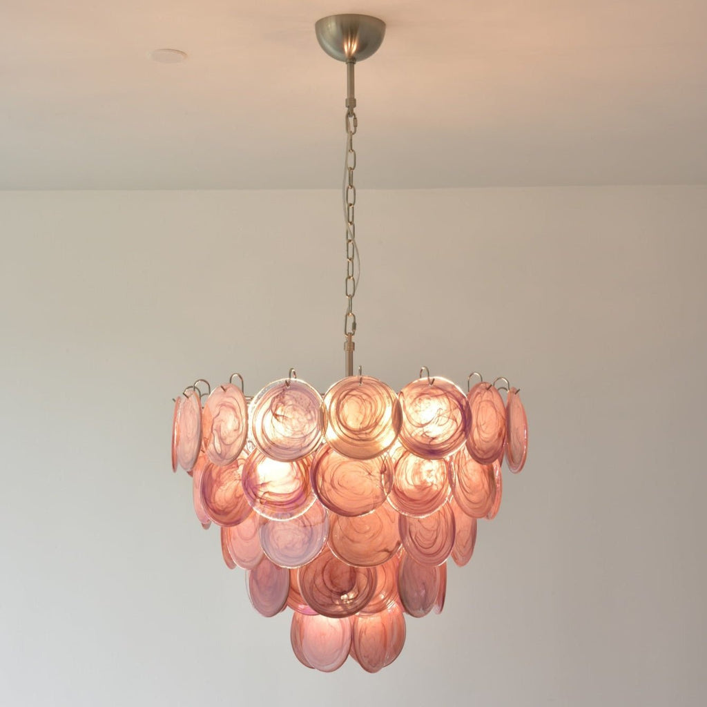 Pink Glass Disc Chandelier