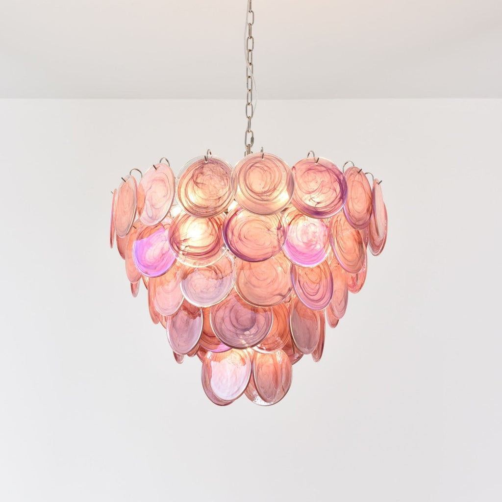 Pink Glass Disc Chandelier