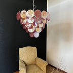 Pink Glass Disc Chandelier