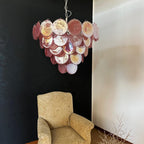 Pink Glass Disc Chandelier