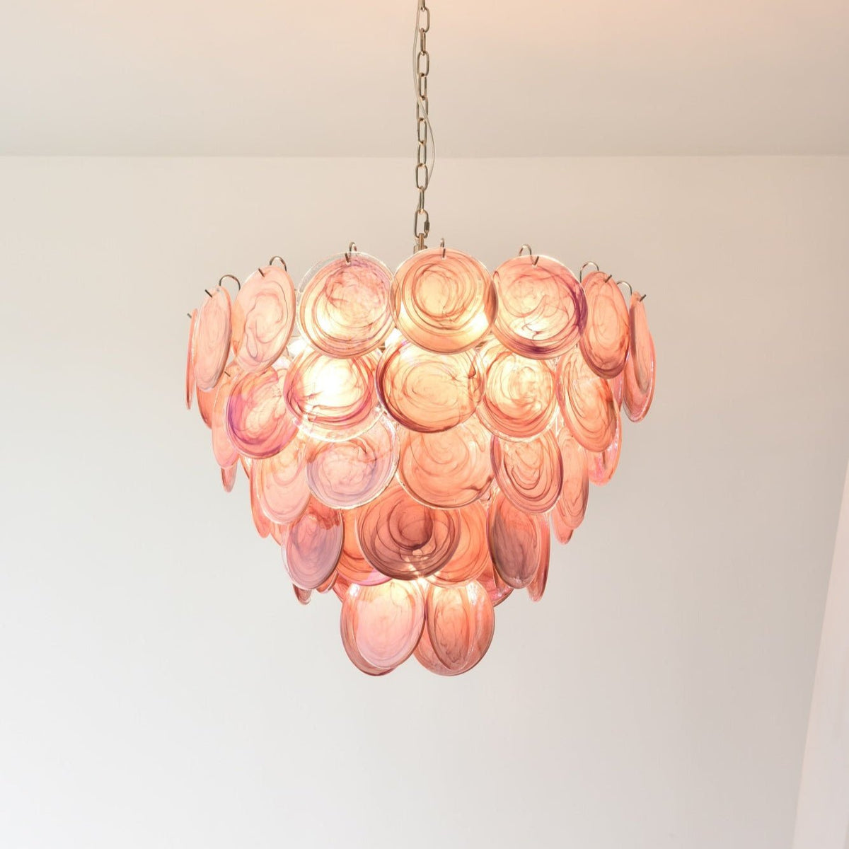 Pink Glass Disc Chandelier
