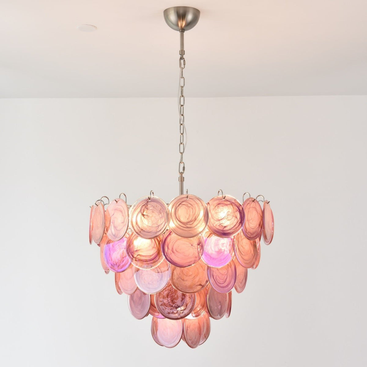 Pink Glass Disc Chandelier