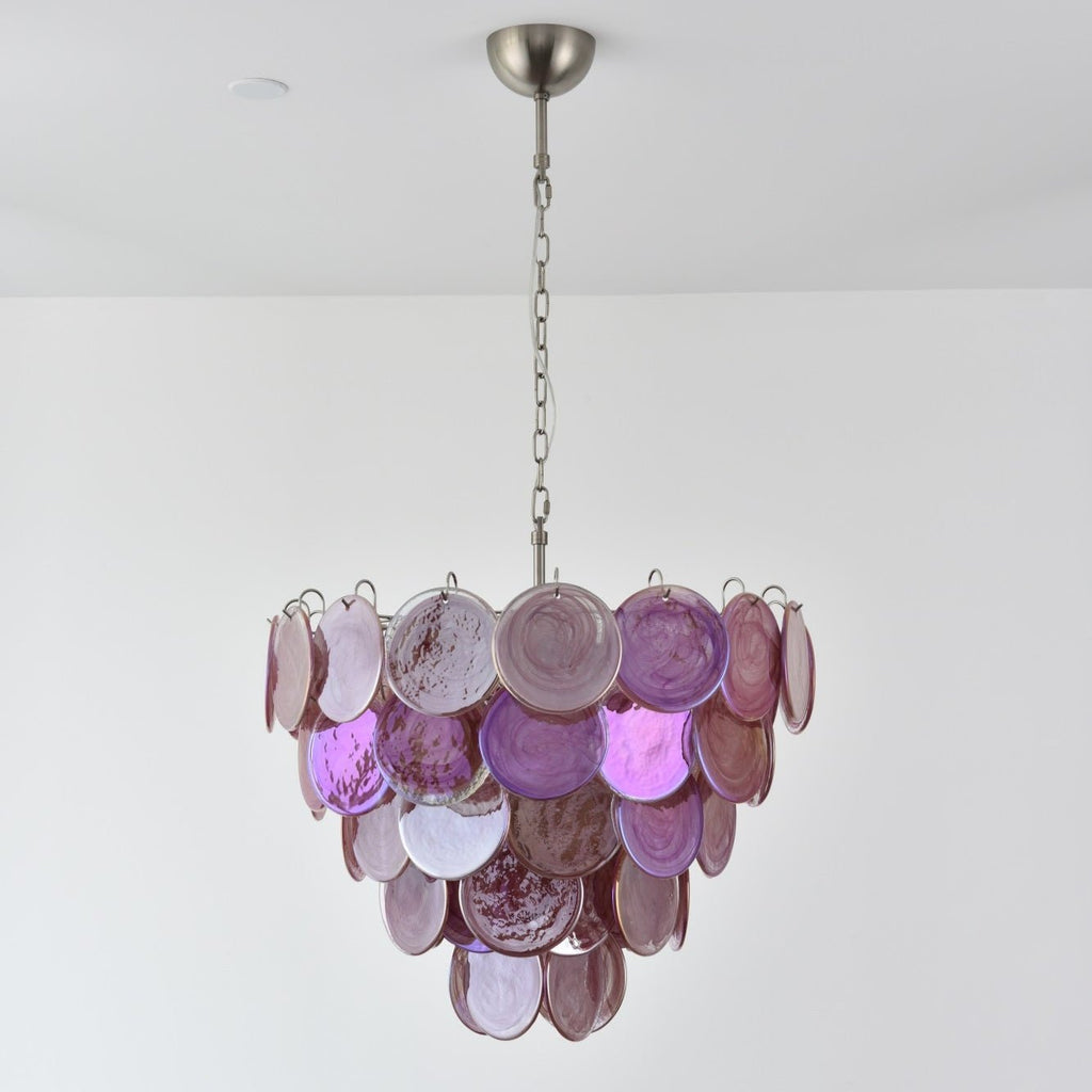 Pink Glass Disc Chandelier