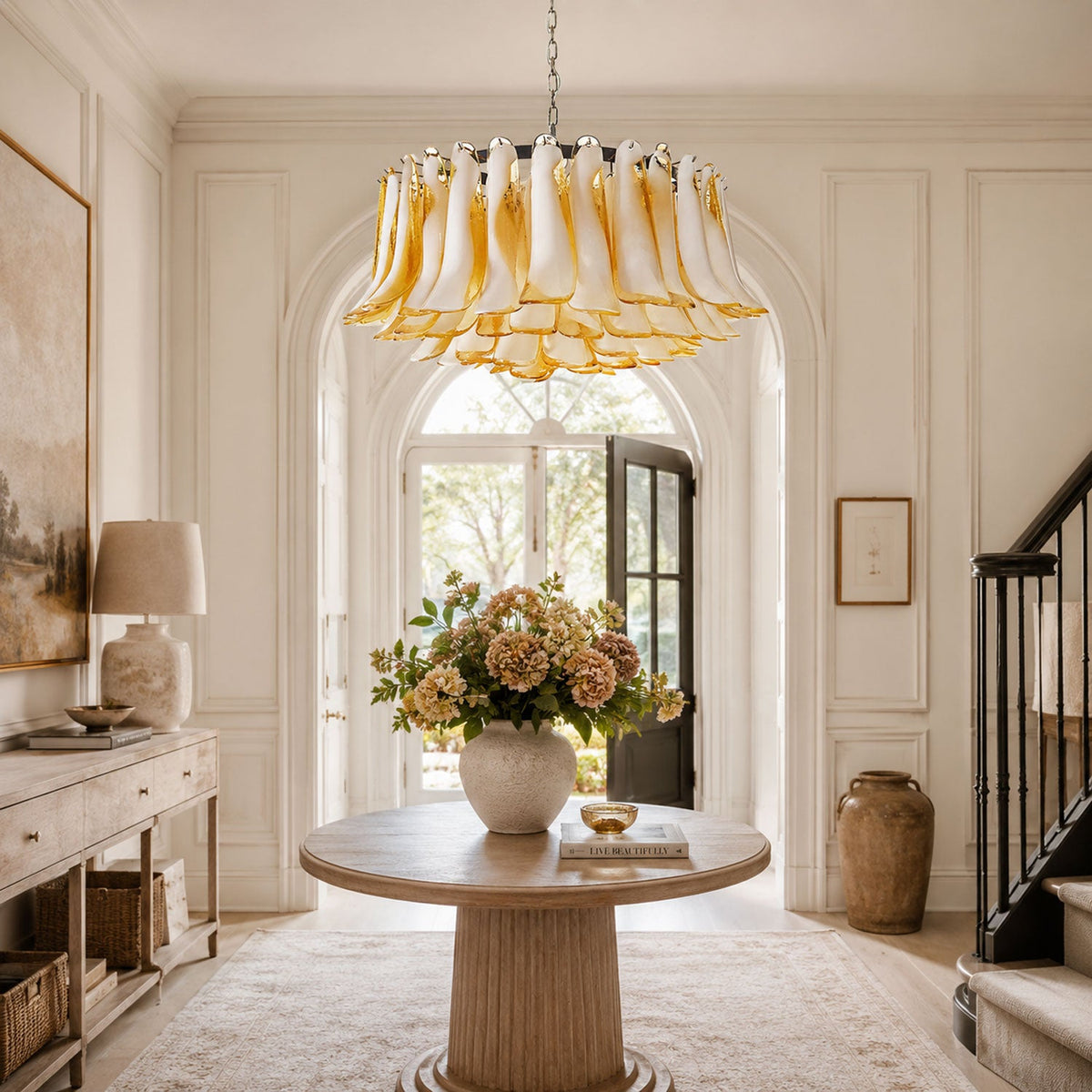 Petal Amber Glass Chandelier