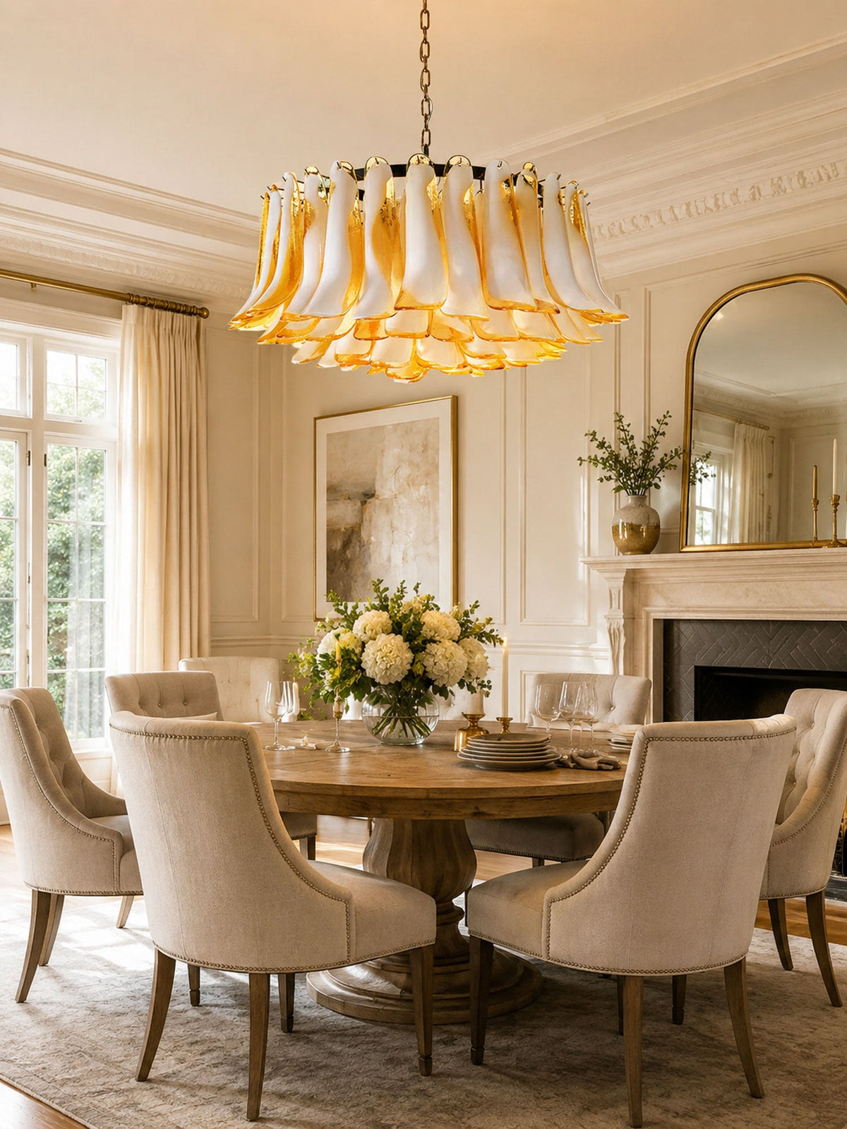 Petal Amber Glass Chandelier