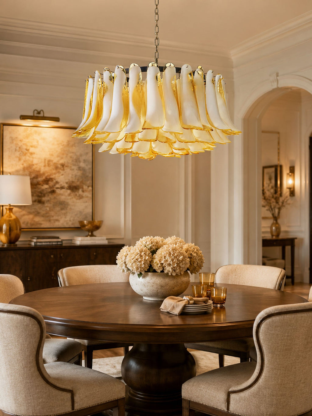 Petal Amber Glass Chandelier