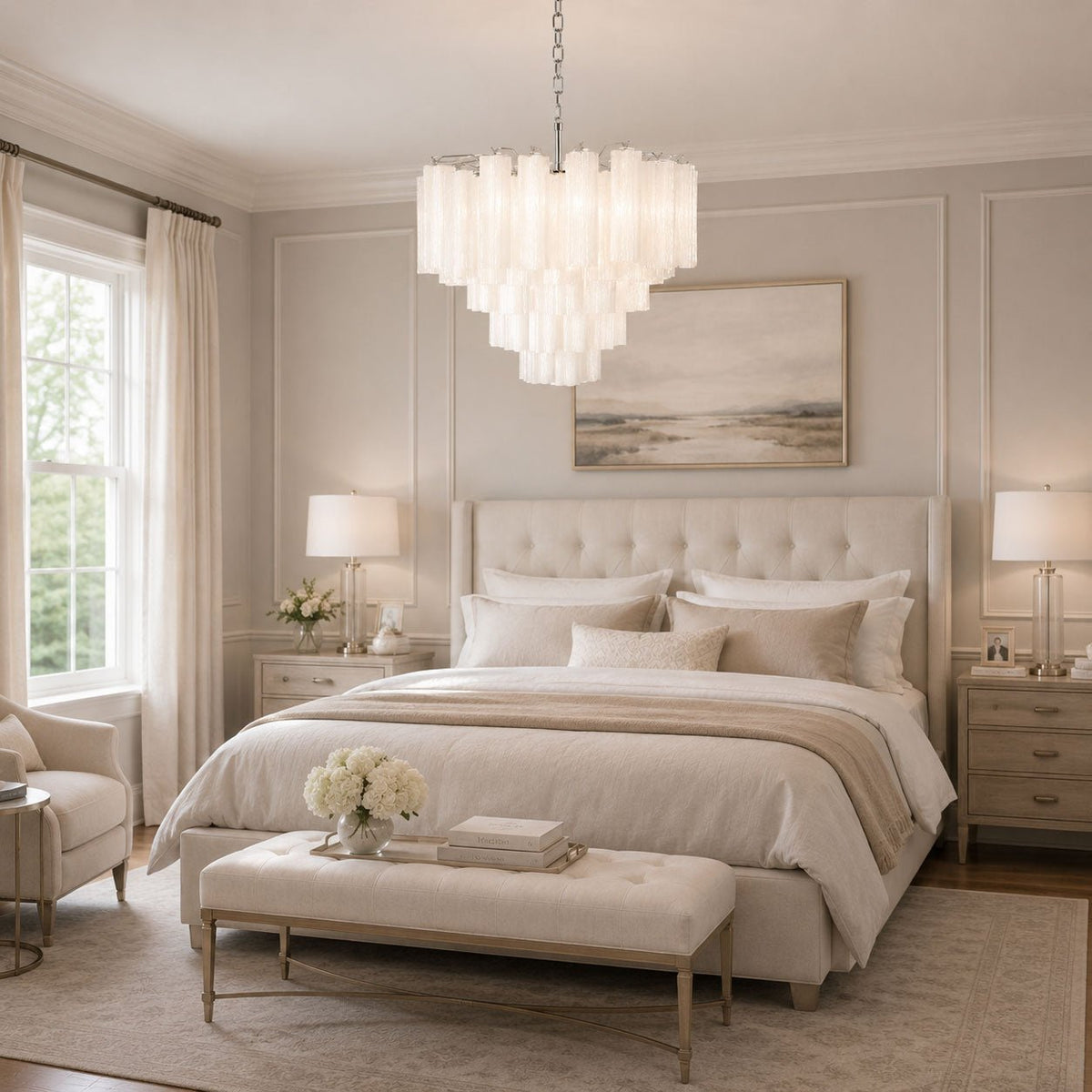 Frosted Glass Cascade Chandelier