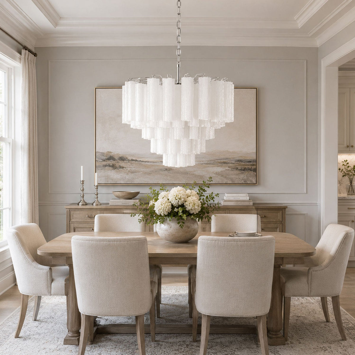 Frosted Glass Cascade Chandelier