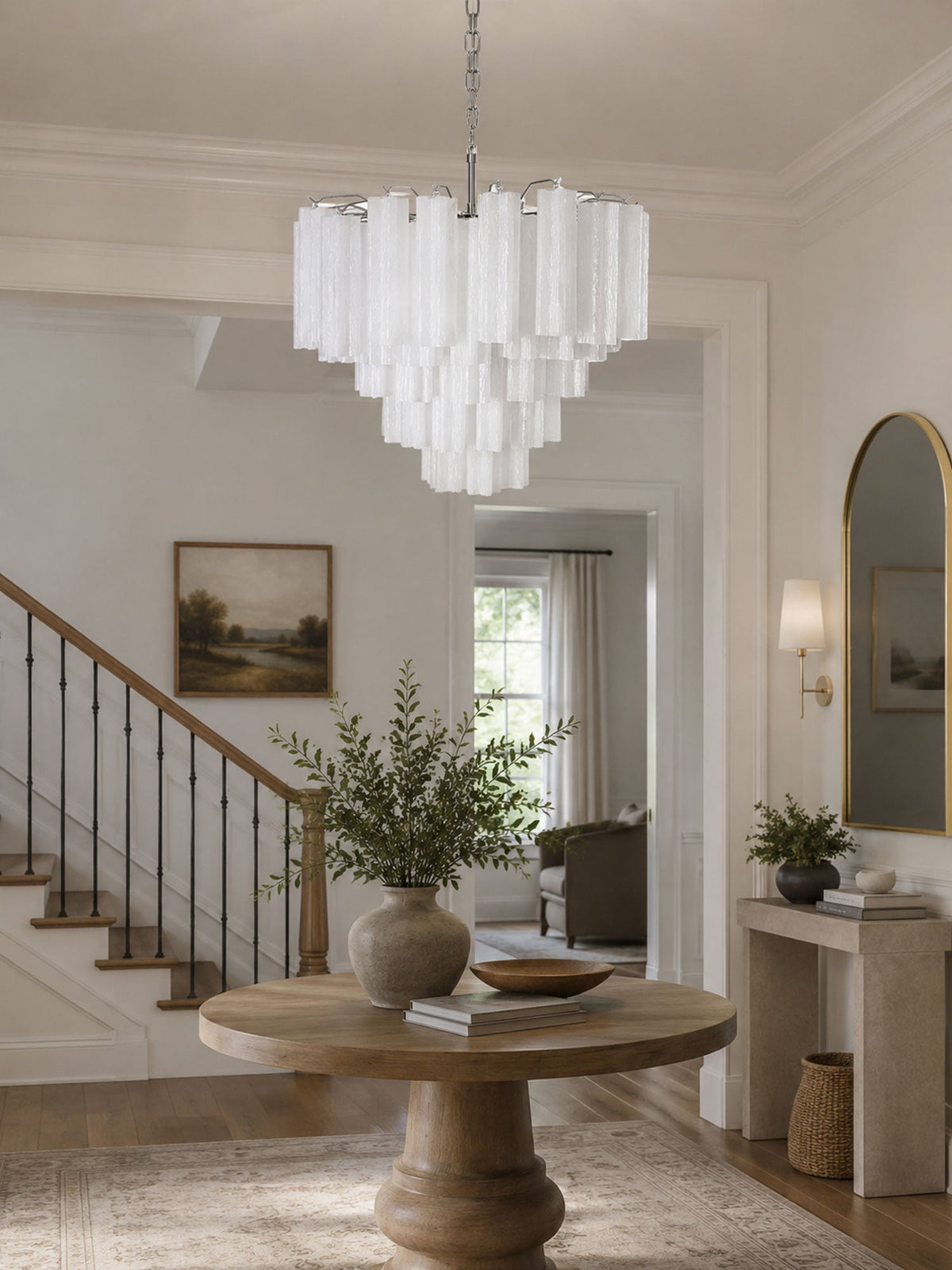 Frosted Glass Cascade Chandelier