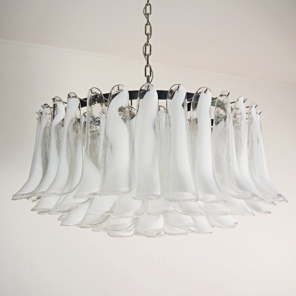 Petals White Glass Chandelier