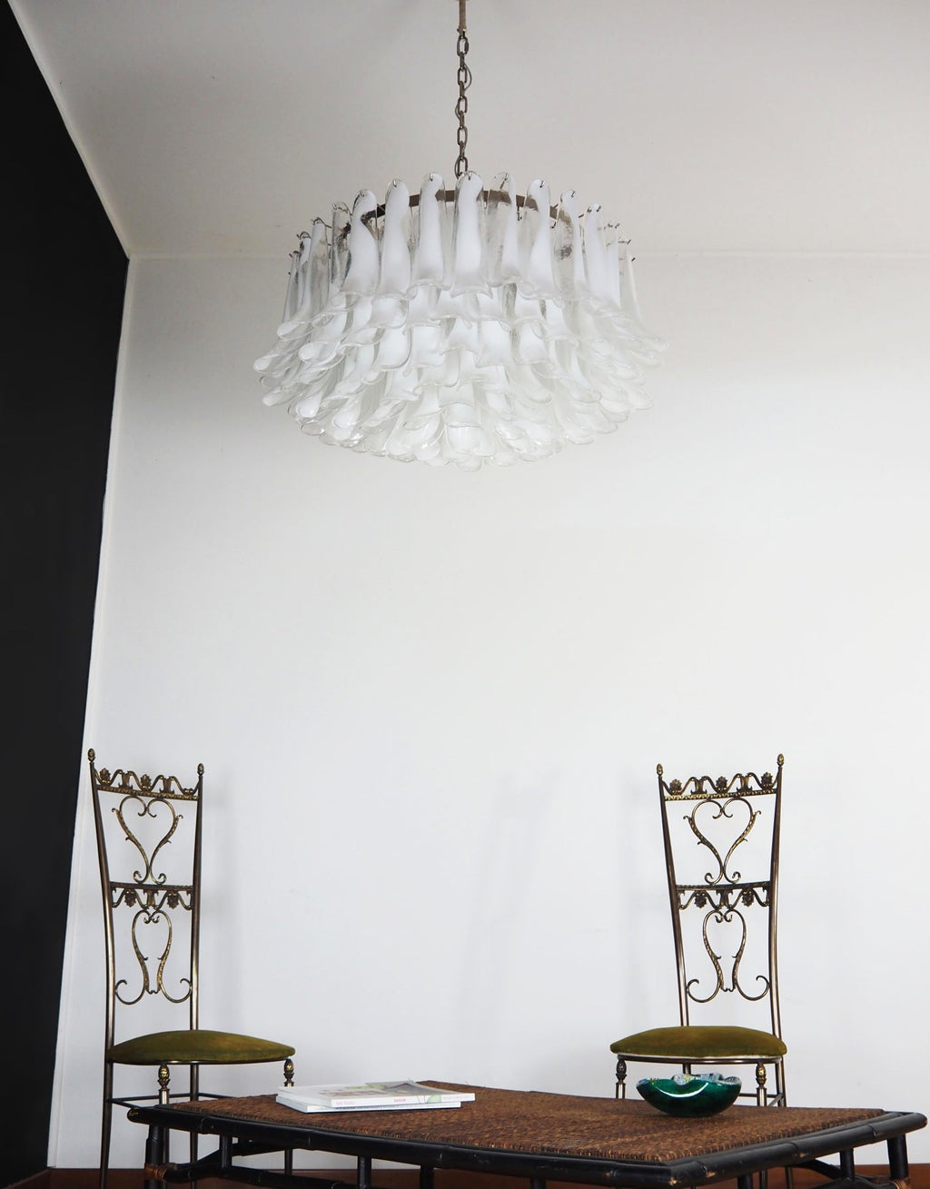 Petals White Glass Chandelier