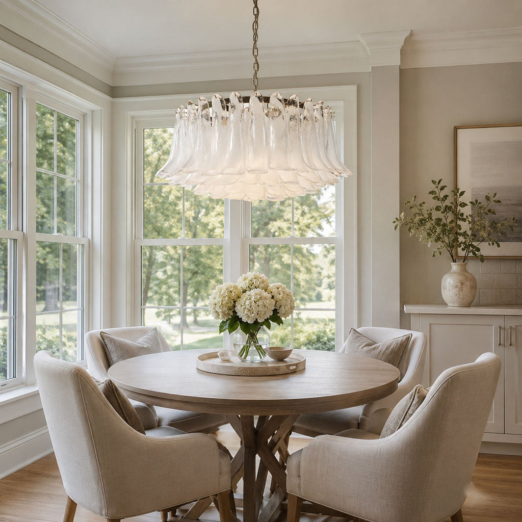 Petals White Glass Chandelier