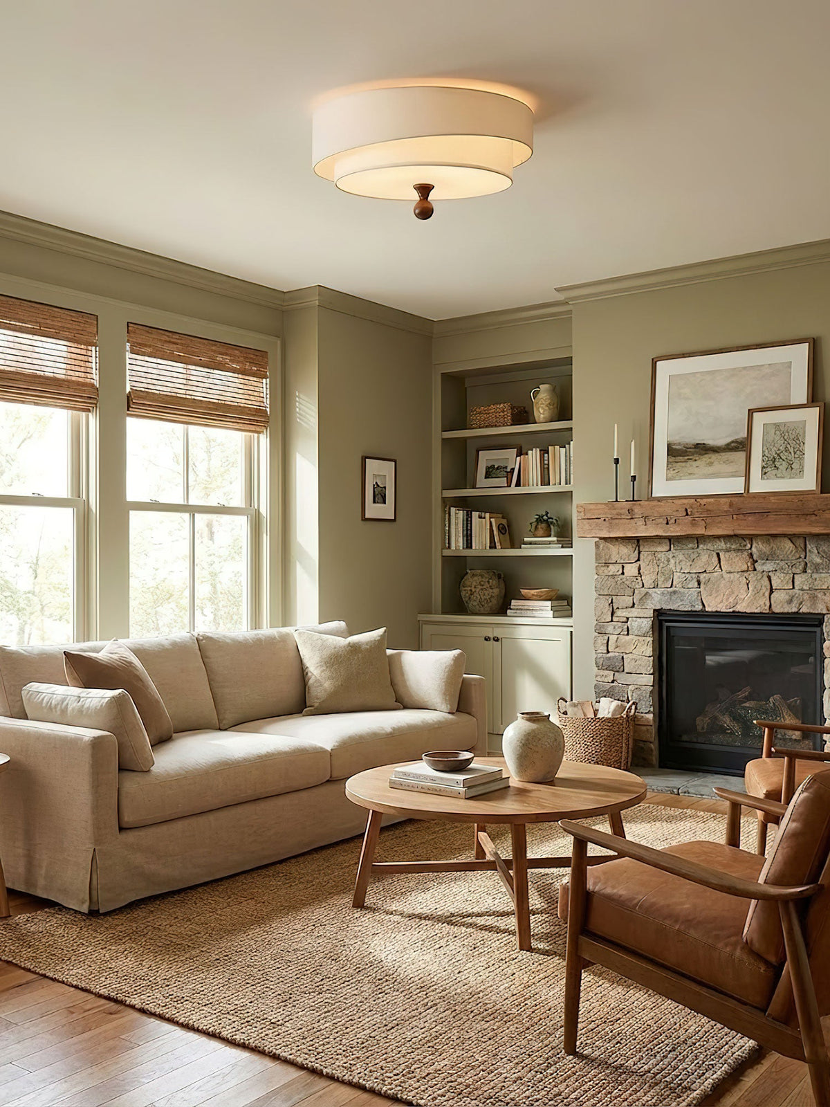Layered Fabric Ceiling Light