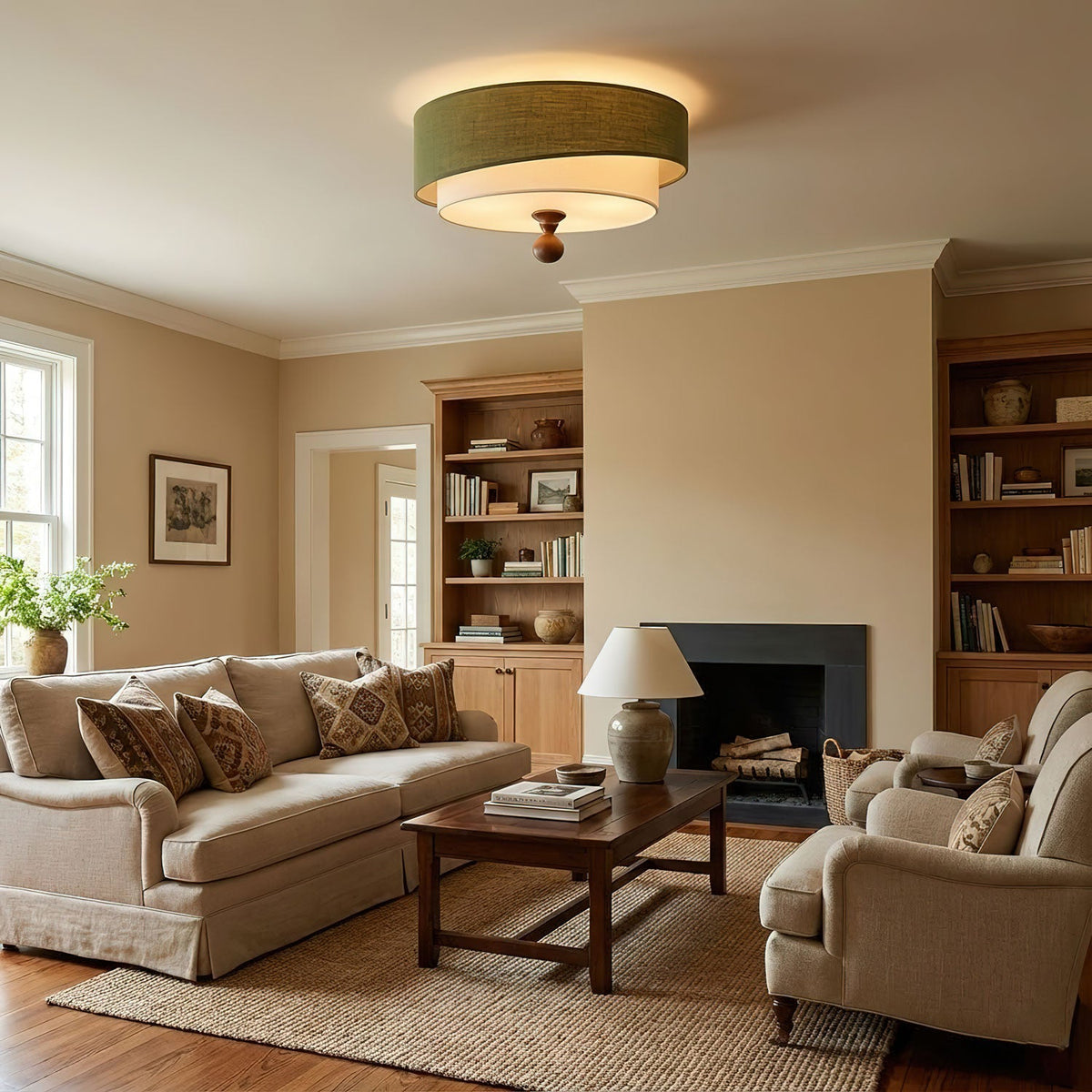 Layered Fabric Ceiling Light