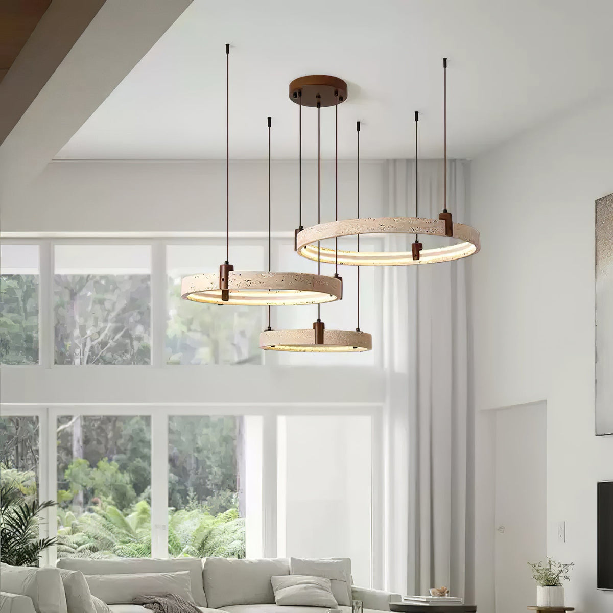 Celestial Orbit Travertine Chandelier