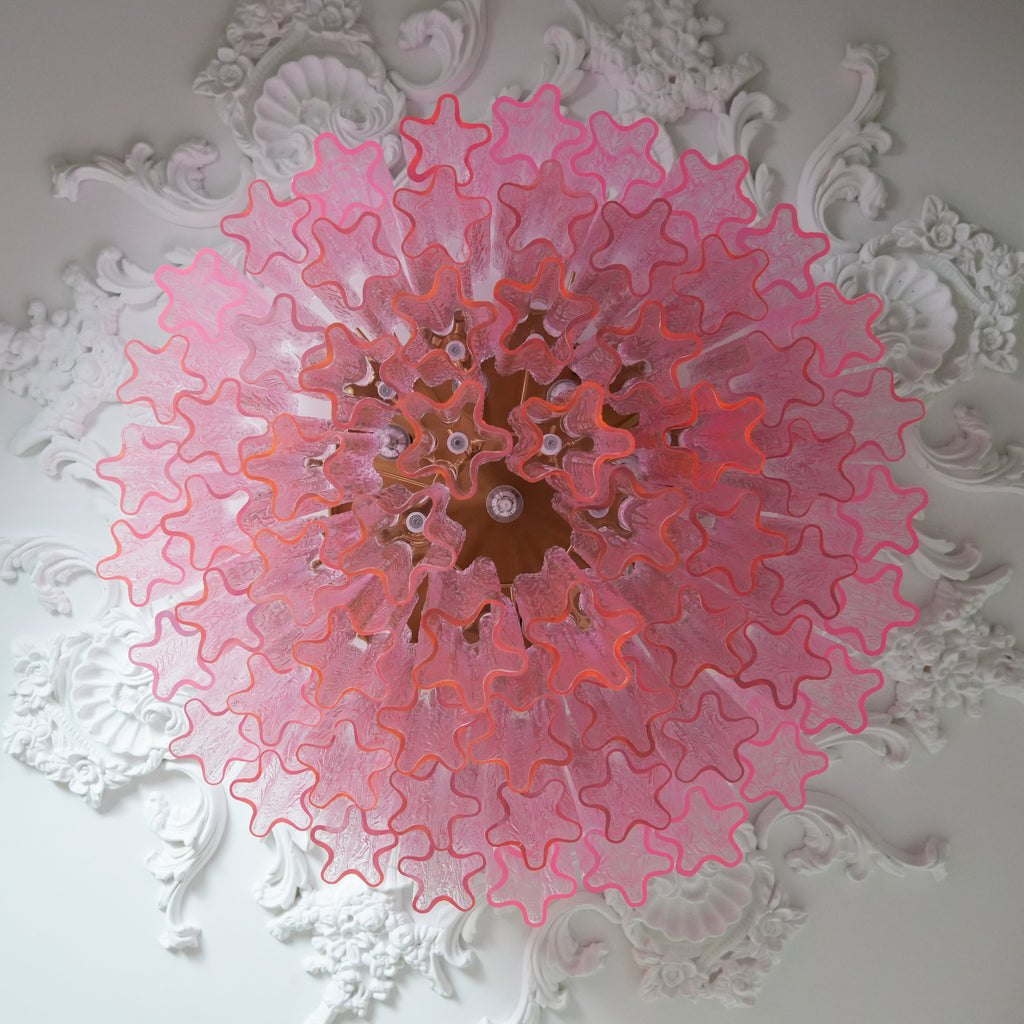 Tubes Pink Glass Ceiling Light