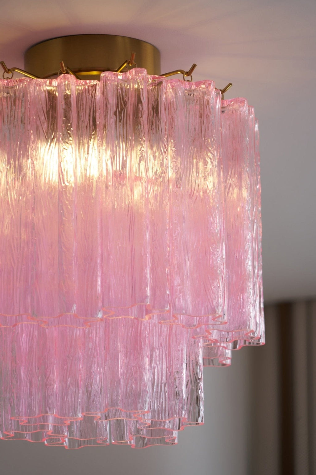 Fiora Pink Glass Ceiling Lamp