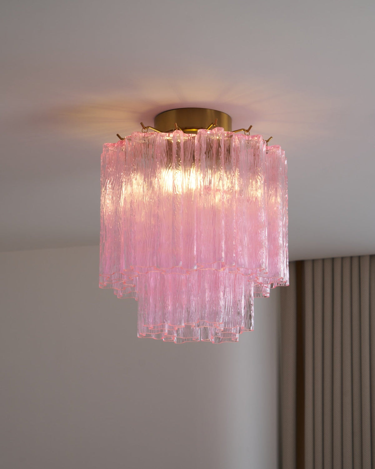 Fiora Pink Glass Ceiling Lamp