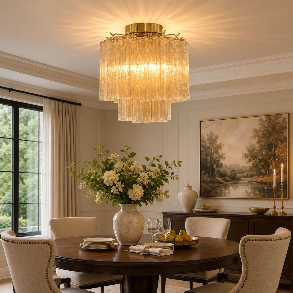 Fiora Pink Glass Ceiling Lamp