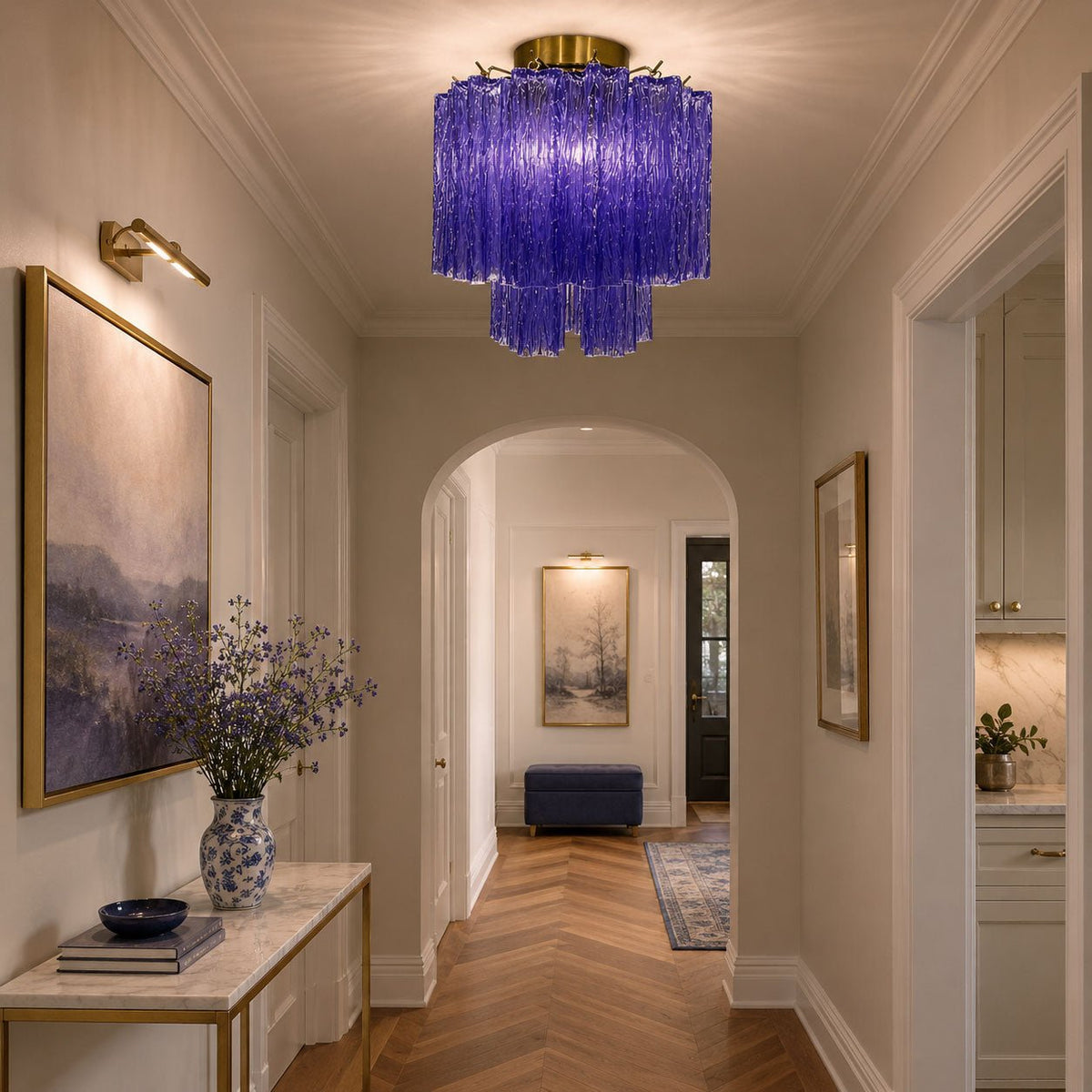 Fiora Pink Glass Ceiling Lamp