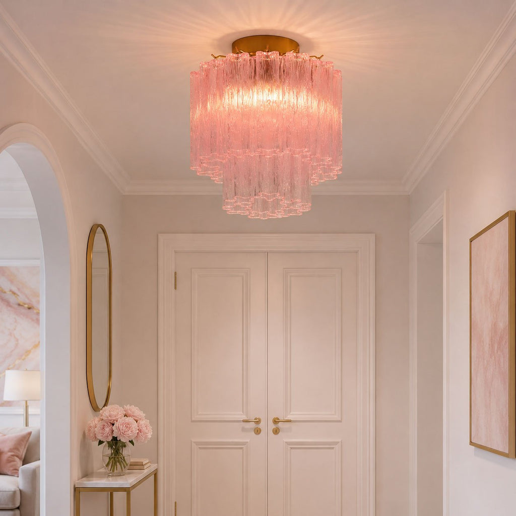 Fiora Pink Glass Ceiling Lamp