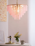 Opalora Pink Glass Chandelier